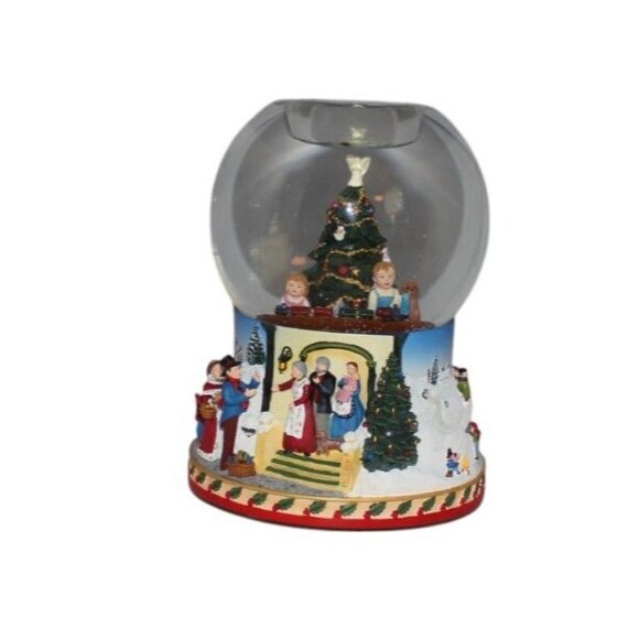 Party Light Christmas Morning Tealight Candle Holder Snow Globe Musical - Picture 2 of 7